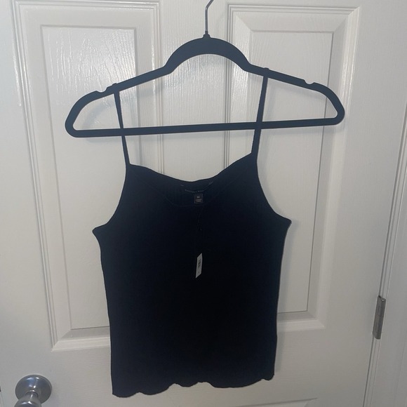 Banana Republic Spaghetti Strap Sweater Tank Square Neck Sleeveless Medium Black - Picture 1 of 12
